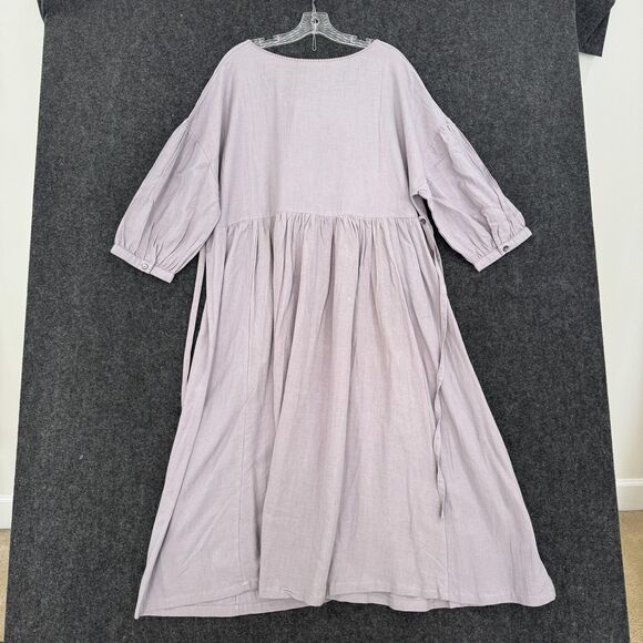 April Cornell Stockholm Dress Women's XL Soft Grey Boho Long Swing Rayon Trapeze - Picture 8 of 10